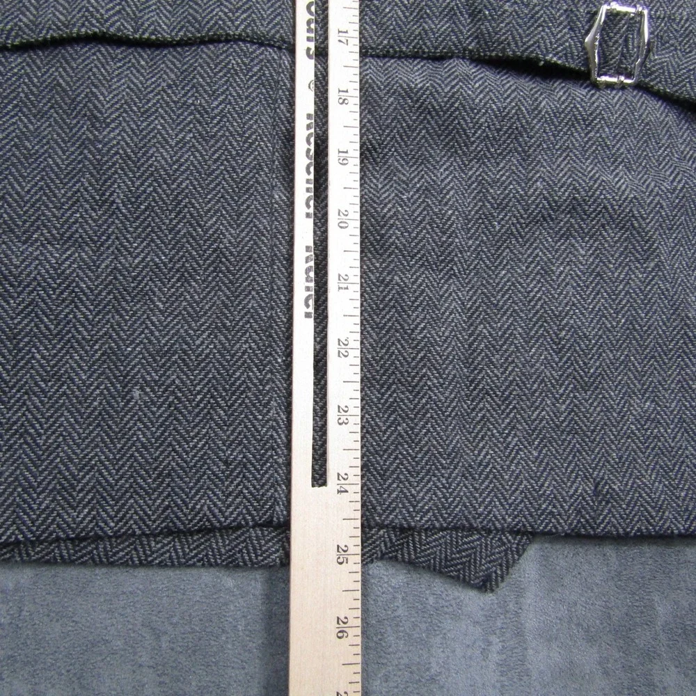 Herringbone Waistcoat Vest Mens XL Gray Tweed Cinch Back Formal Wedding